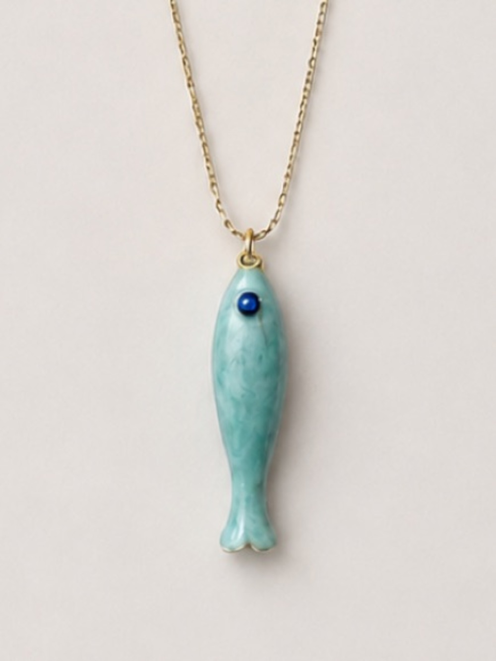 New! Coastal Aqua Gold Fish Sardine Necklace NWOT 1021
